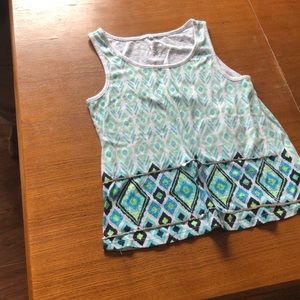 Justice tank top white blue and green size 16